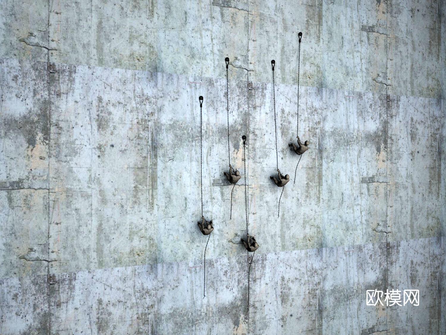 禅意中式小人攀岩陌陌3d模型下载（渲染图1）