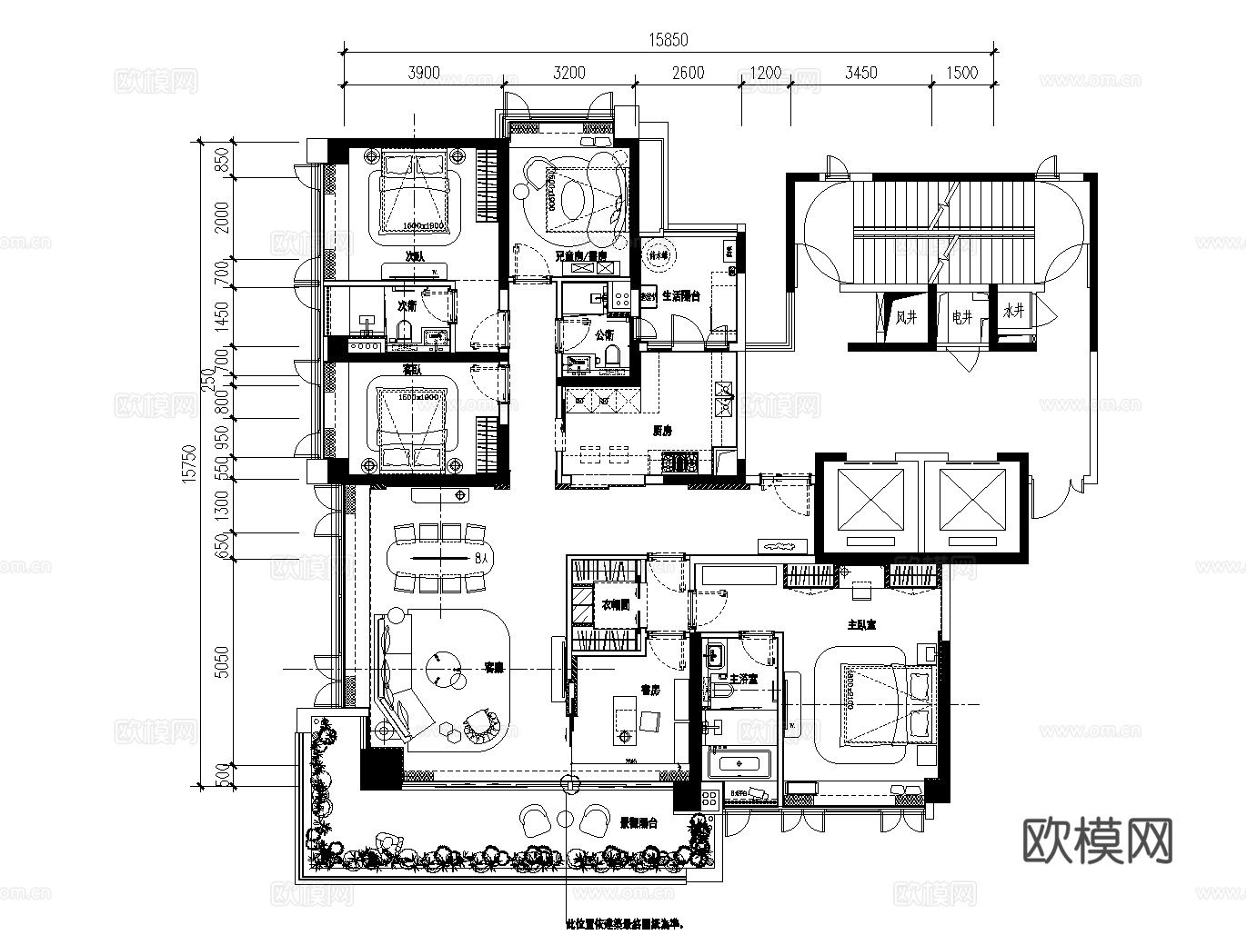 10套中古风大平层家装样板间家装豪宅CAD施工图cad施工图cad施工图