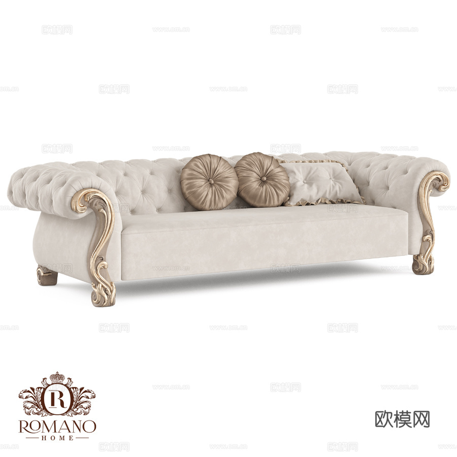 (OM) 罗马诺家居 丹尼尔三人沙发3d模型下载