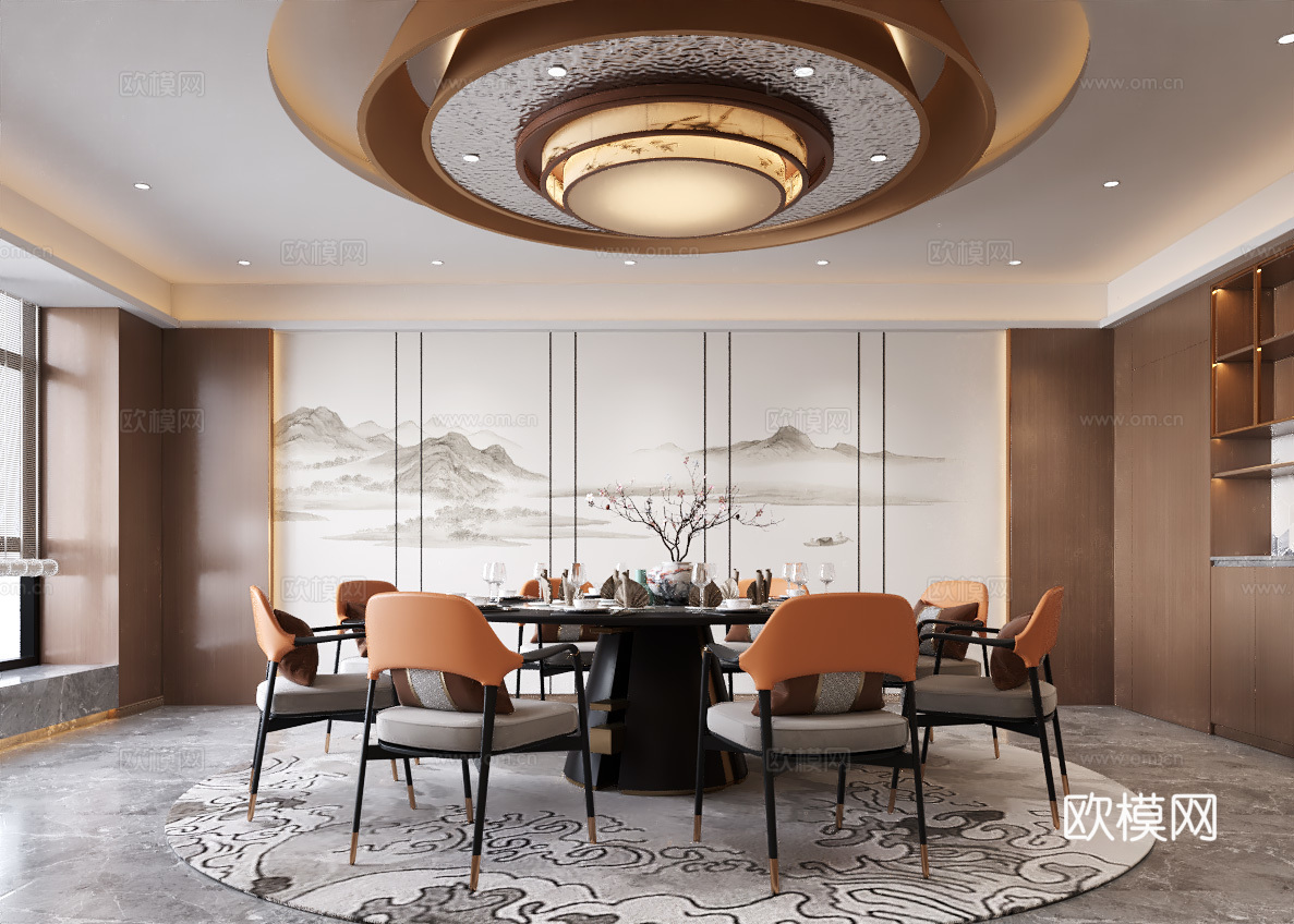 中式餐厅 中式包间3d模型下载（渲染图1）