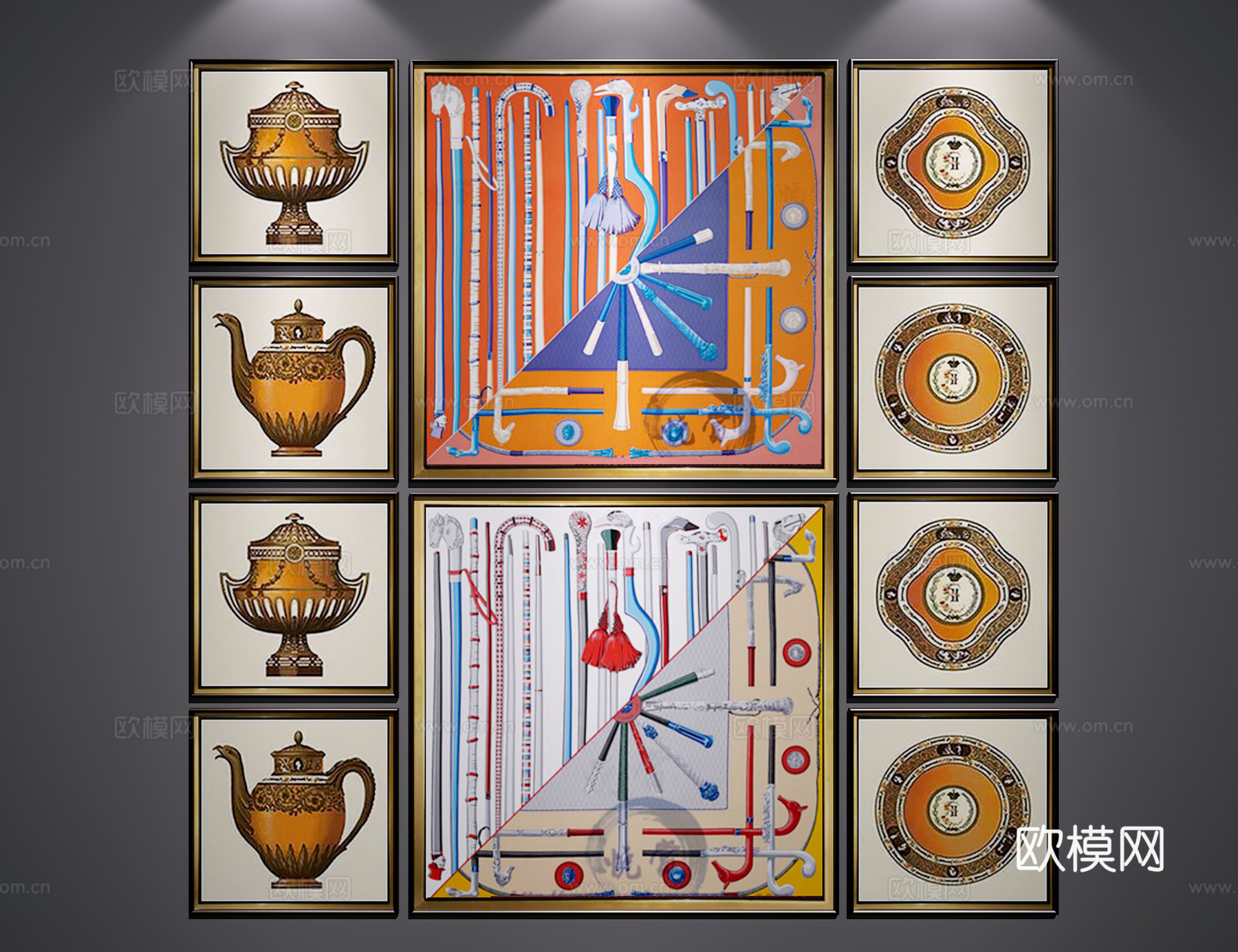 新中式挂画3d模型下载（渲染图2）