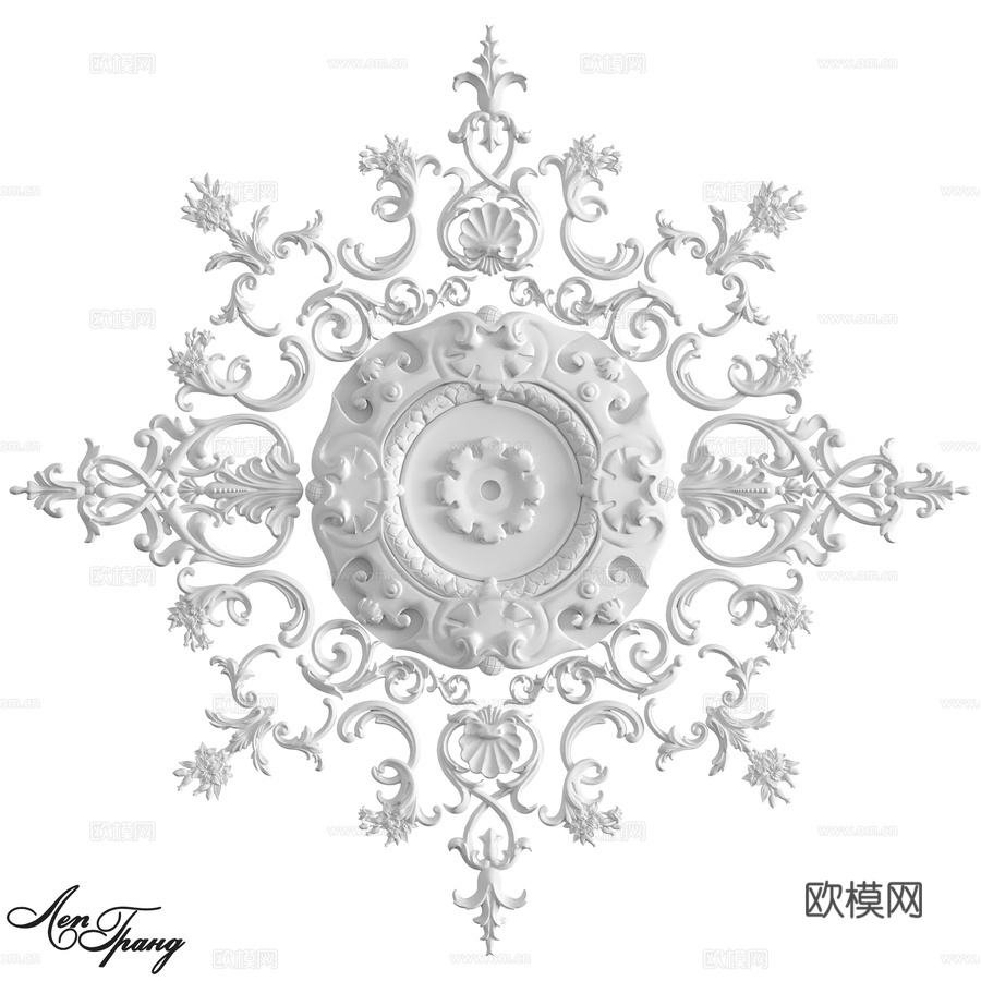 带灰泥装饰的玫瑰花饰 113号3d模型下载