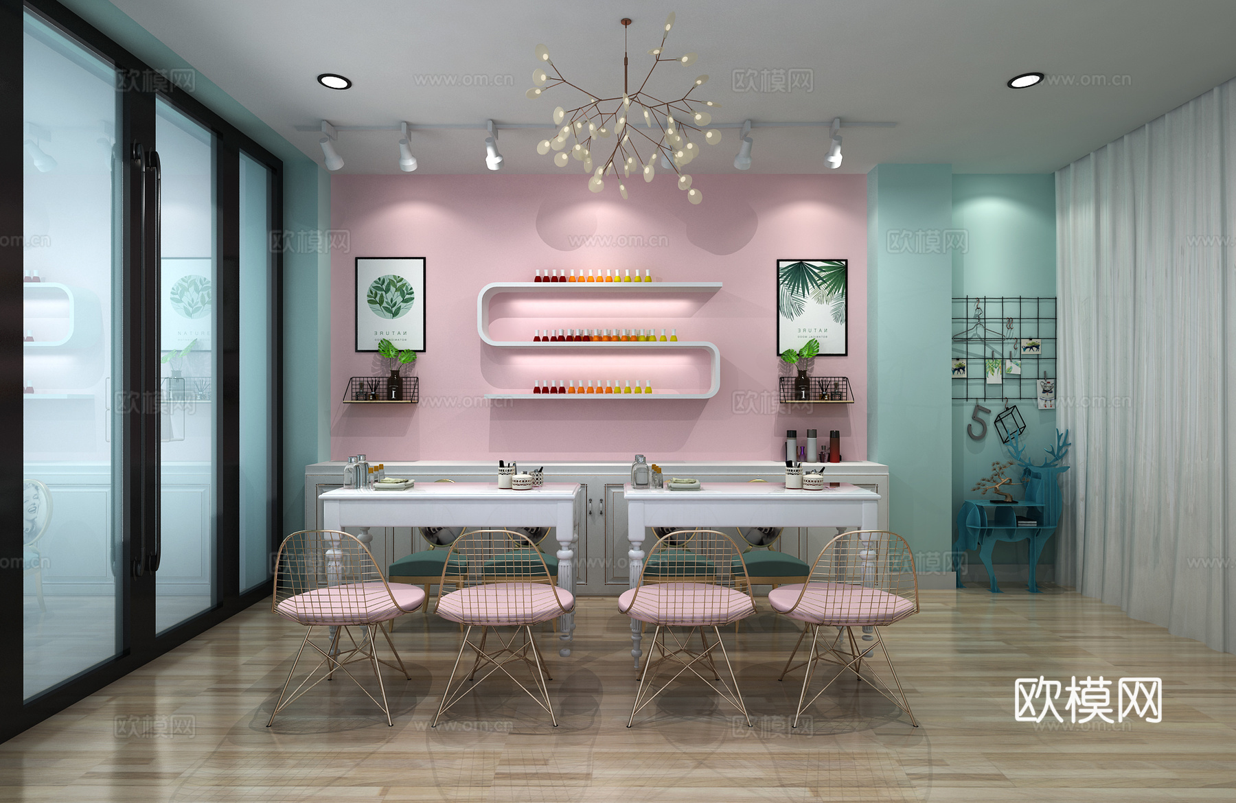 北欧挂件 小清新  不锈钢椅子3d模型下载（渲染图2）