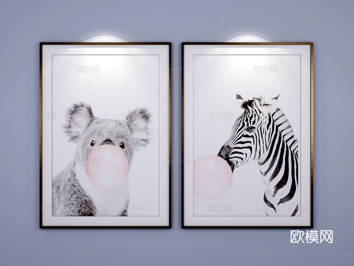 现代挂画3d模型下载（渲染图2）