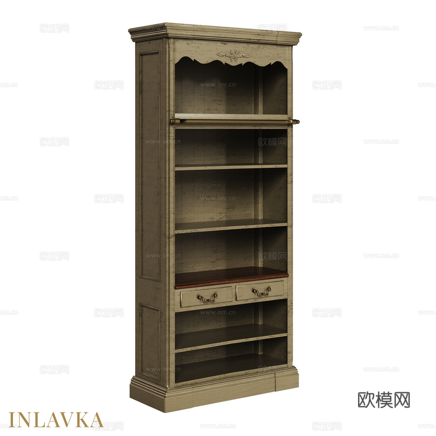 OM 经典风格开放式书架3d模型下载