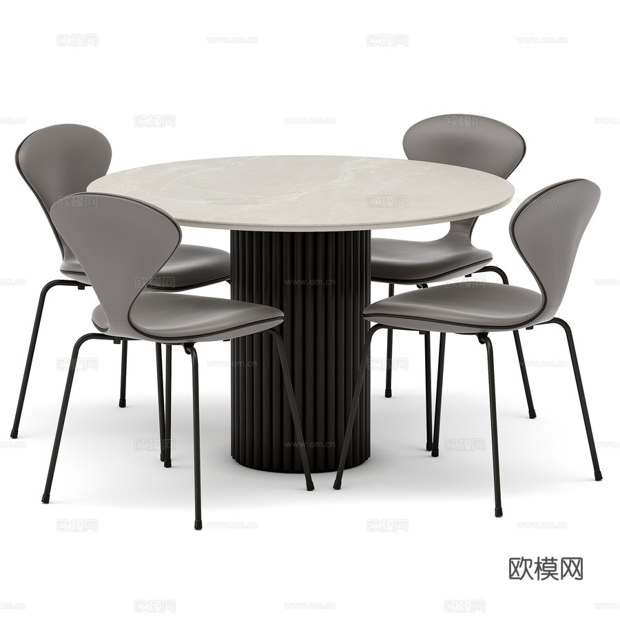 配餐桌的餐桌组 Apriori STR 120x120 (S3d模型下载