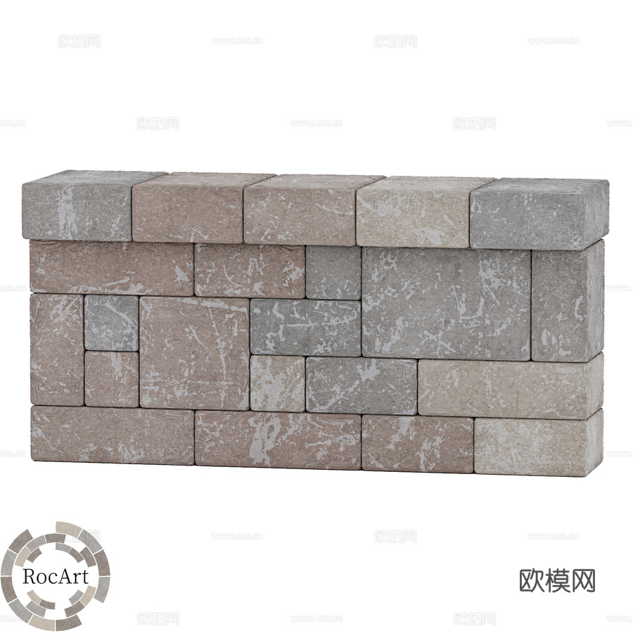 OM RocArt 护墙（花园）人造石材质3d模型下载