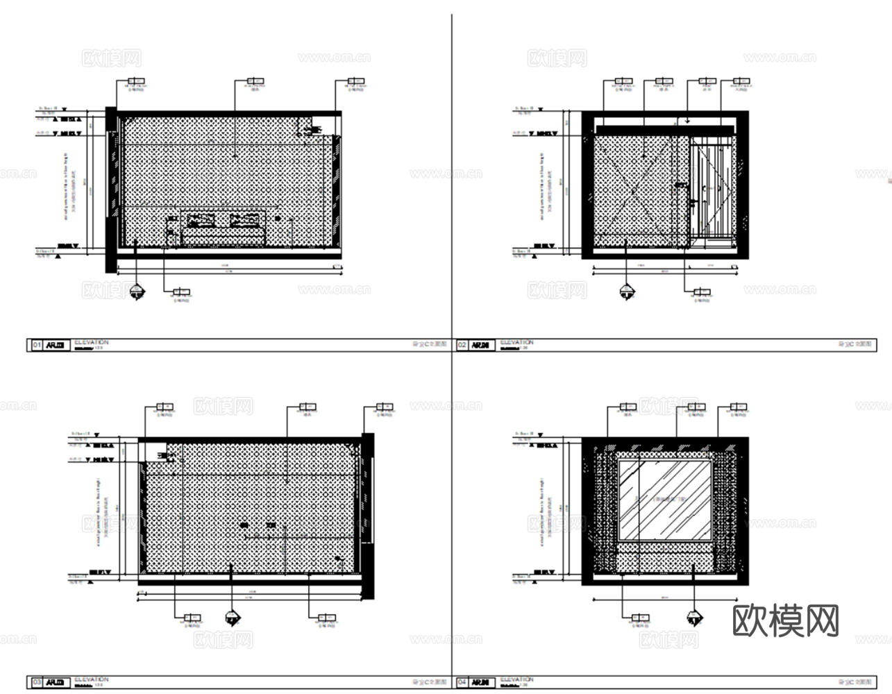 15套现代风 大平层 样板间 洋房 家装豪宅 名家设计施工图cad施工图