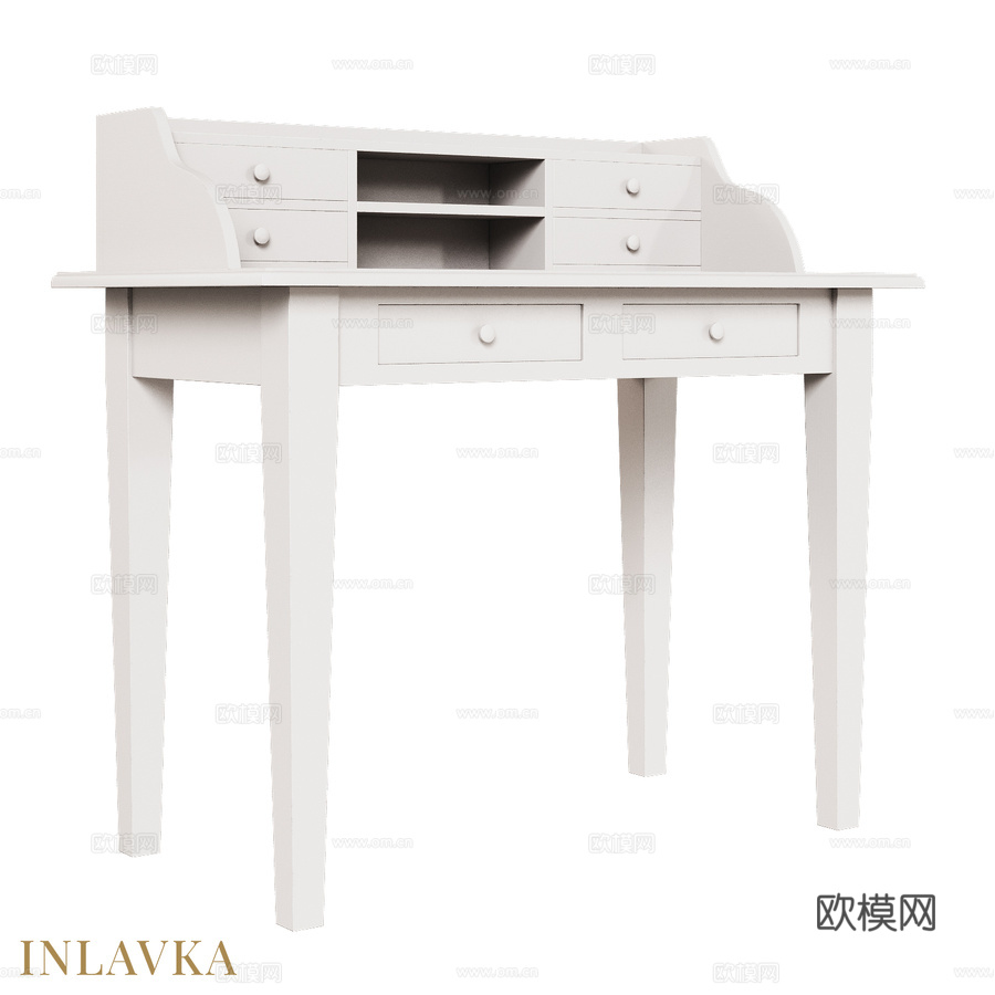 OM经典风格带储物柜书桌3d模型下载
