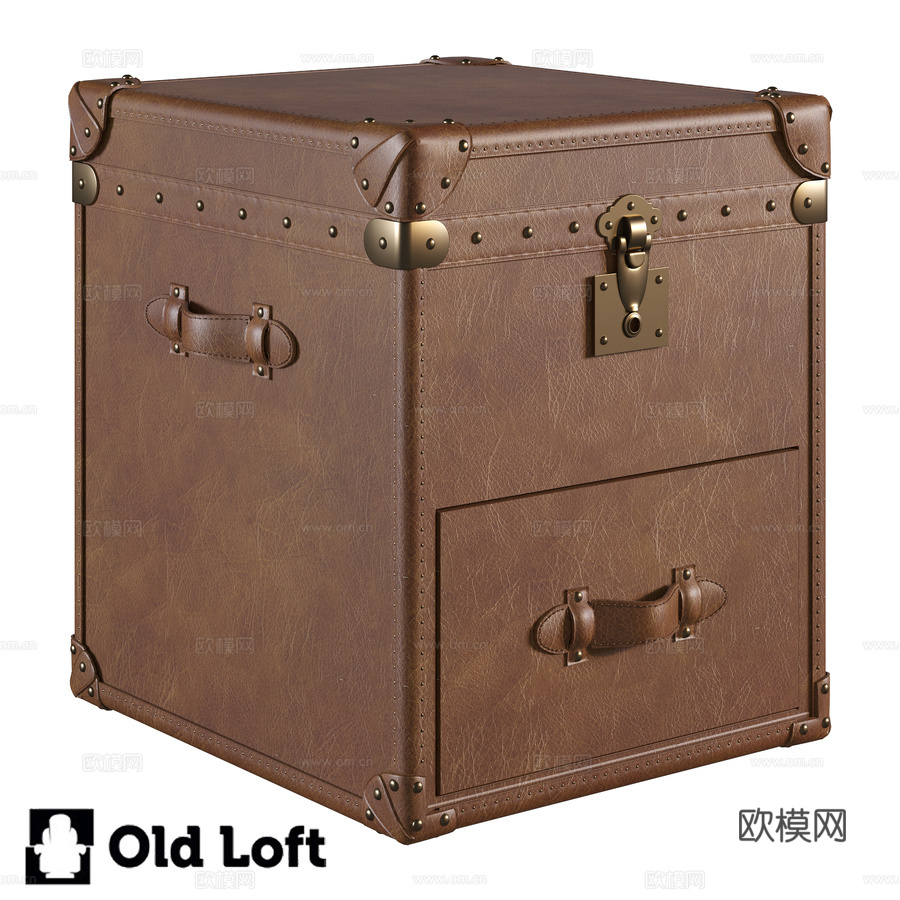 OM伊达尔戈装饰皮革黄铜储物柜3d模型下载