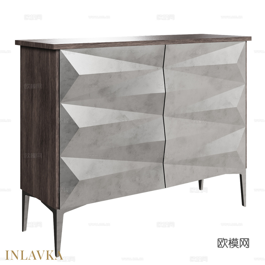 OM 双门柜，配银色桌腿，设计款3d模型下载
