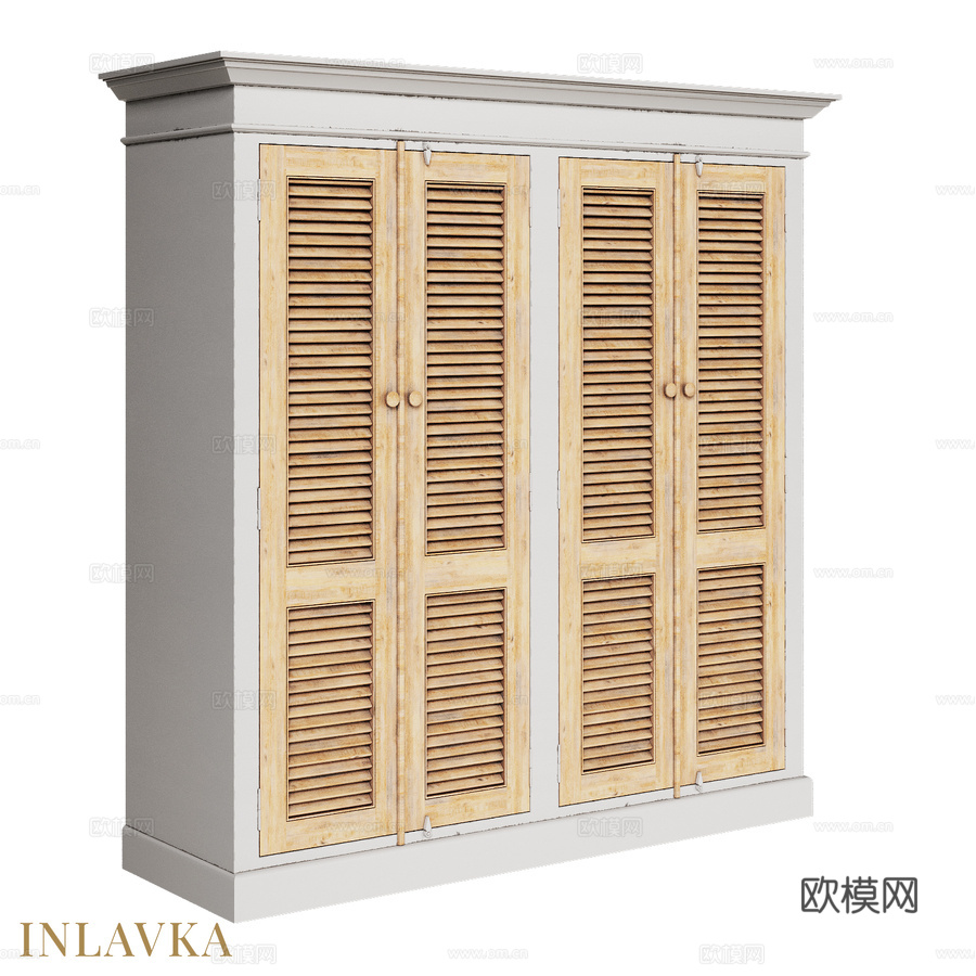 OM乡村风格双门衣柜3d模型下载