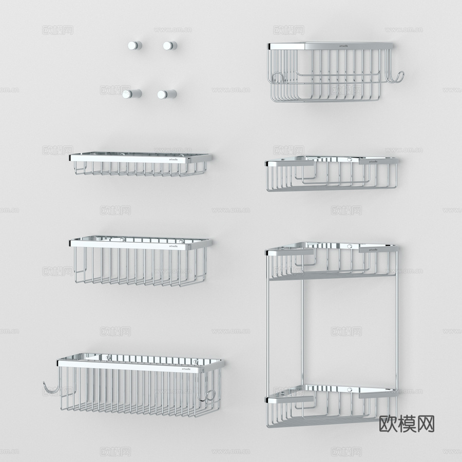 ARTWELLE Universell格栅层架与挂钩3d模型下载