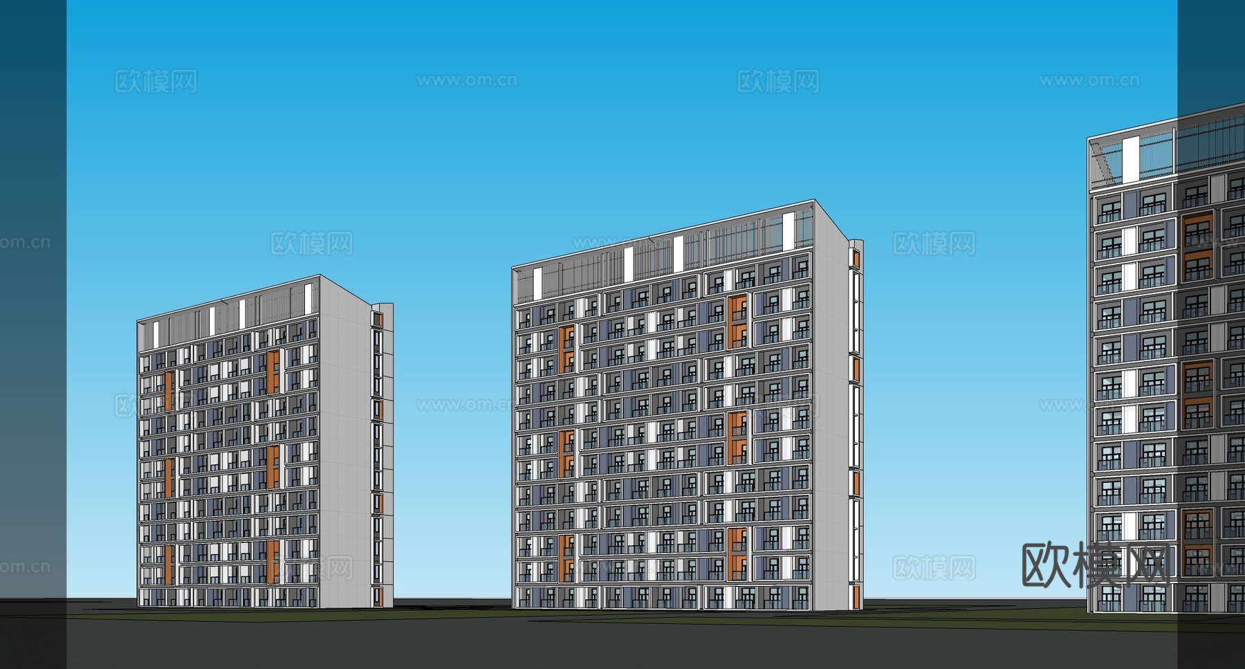 现代学校建筑 现代学生宿舍 公寓建筑su模型