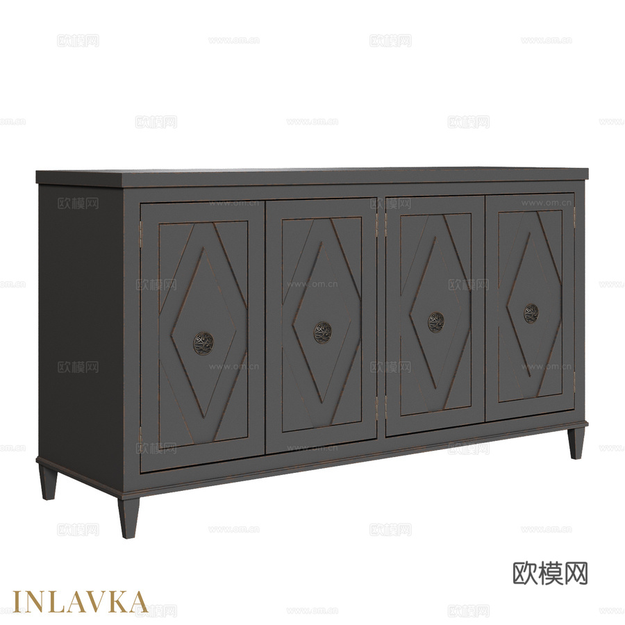 OM美式四门抽屉柜3d模型下载