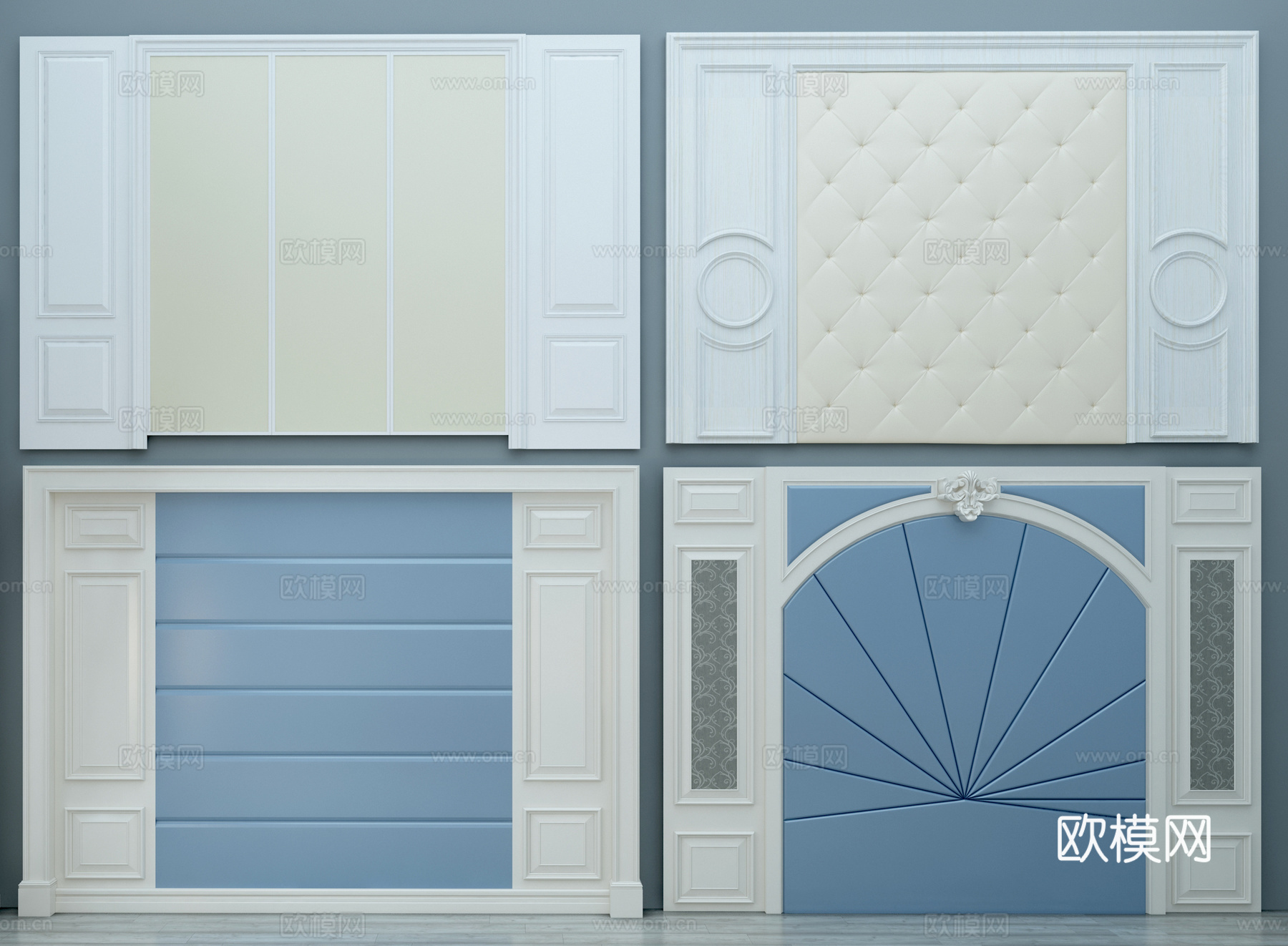 欧式软包 床头软包 软包背景 艺术软包 皮革软包 电视背景墙3d模型下载（渲染图1）