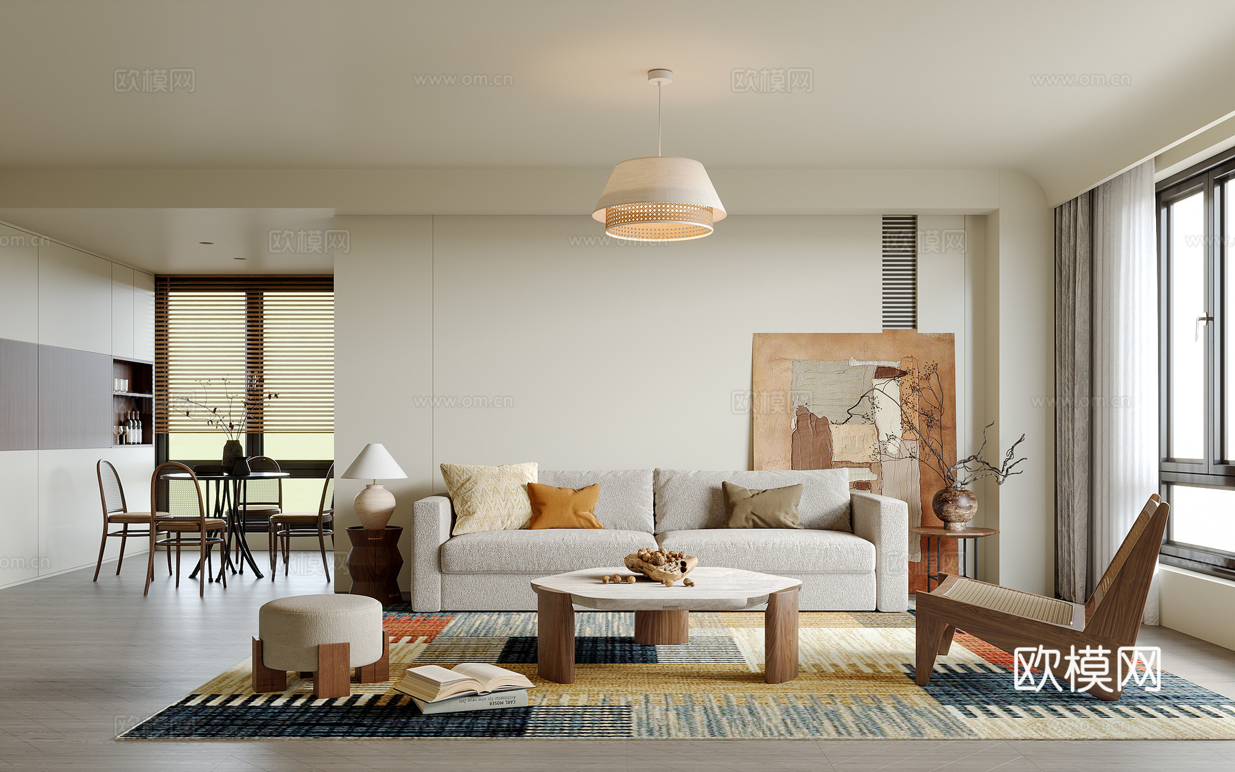 中古风客餐厅su模型