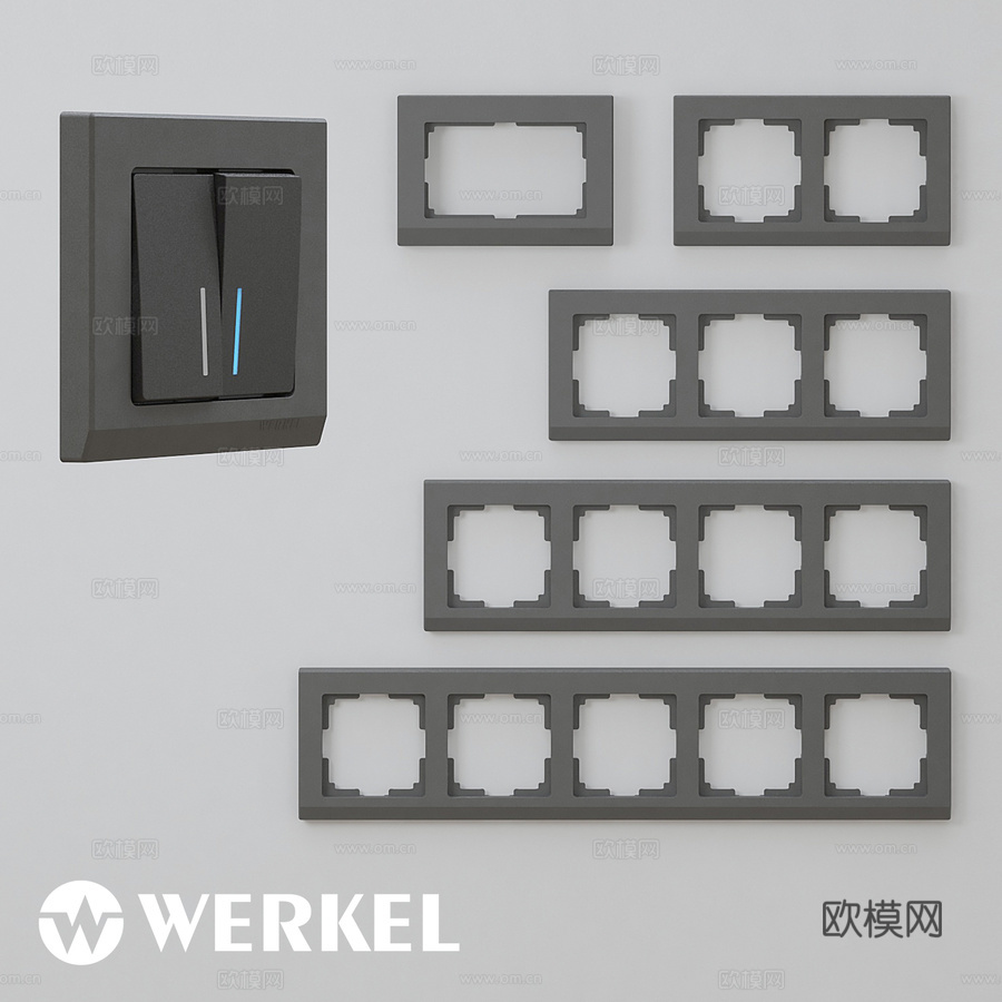 OM塑料开关插座框架 Werkel3d模型下载