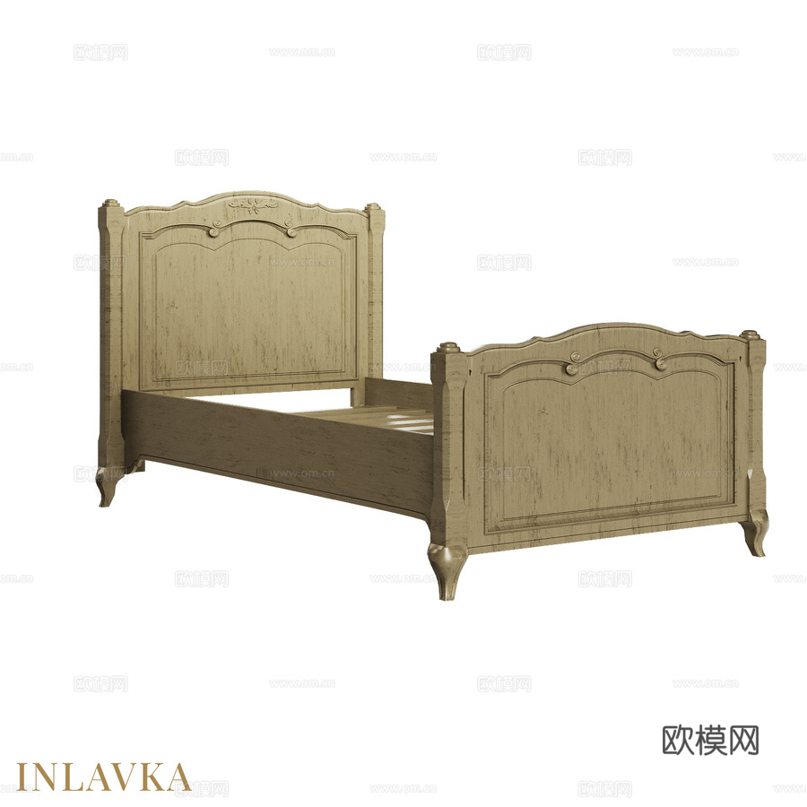 OM 经典风格 110x200 床3d模型下载