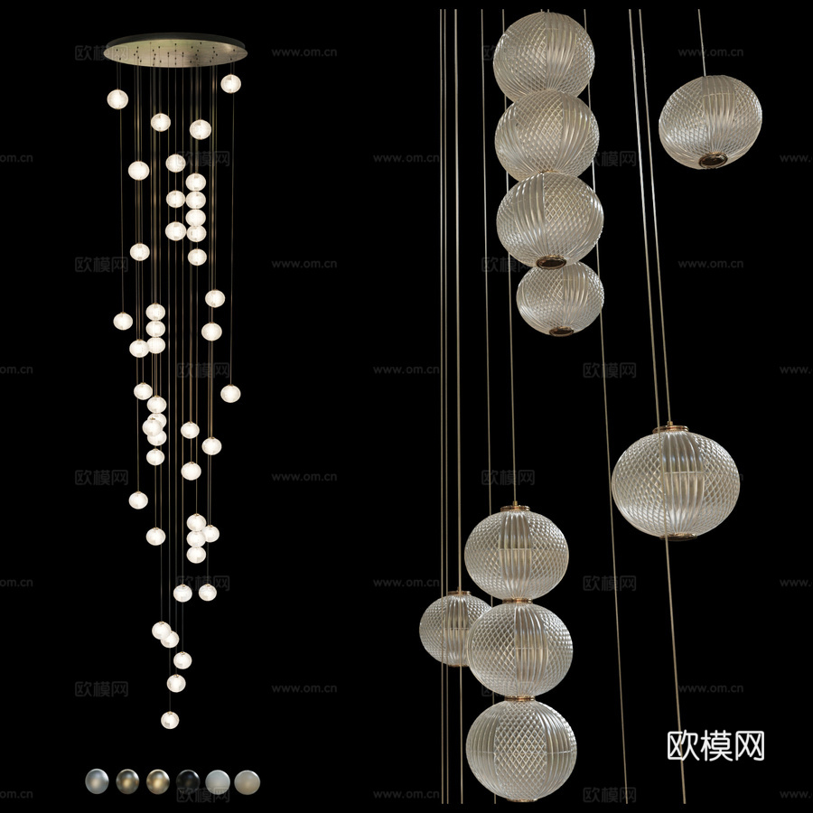 优雅光球吊灯-363d模型下载