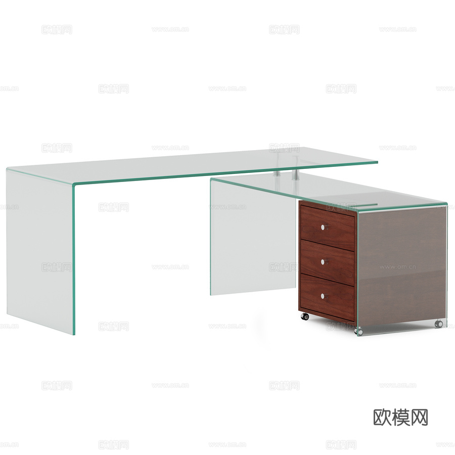 华尔街转角办公桌3d模型下载