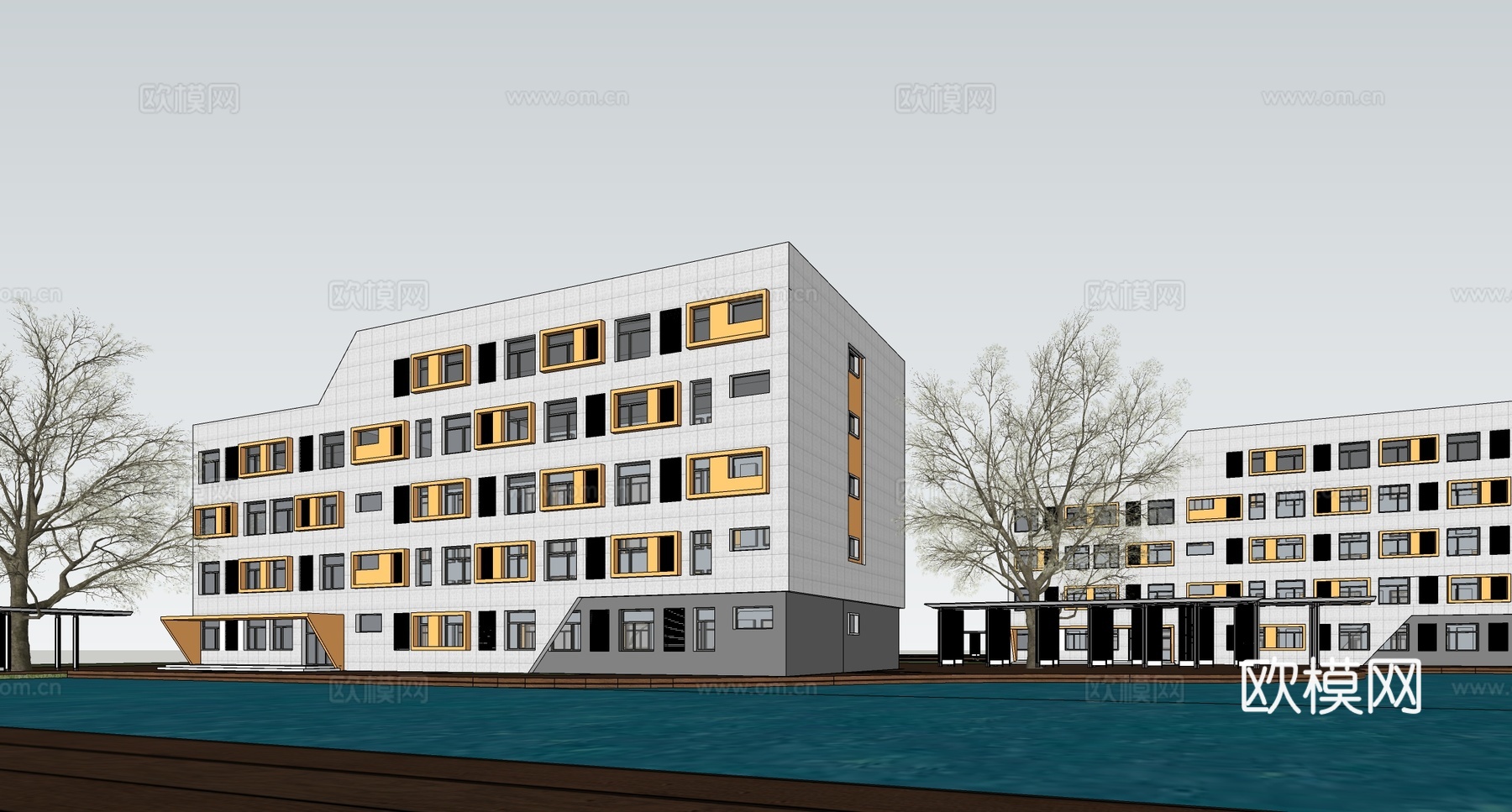 现代学校建筑  学校宿舍建筑su模型