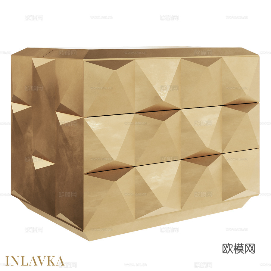 OM 三抽屉设计师风格柜3d模型下载