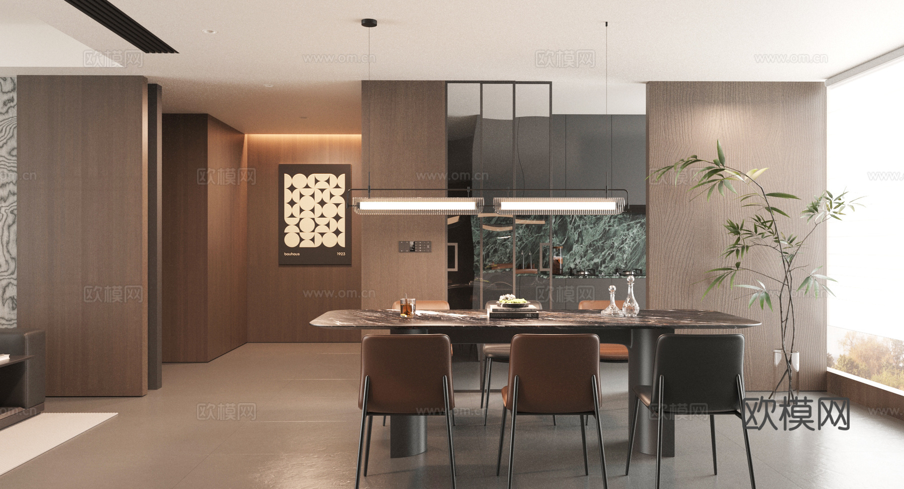 意式风格餐厅3d模型下载