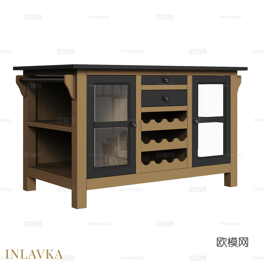 OM Kitchen island with glass d3d模型3d模型