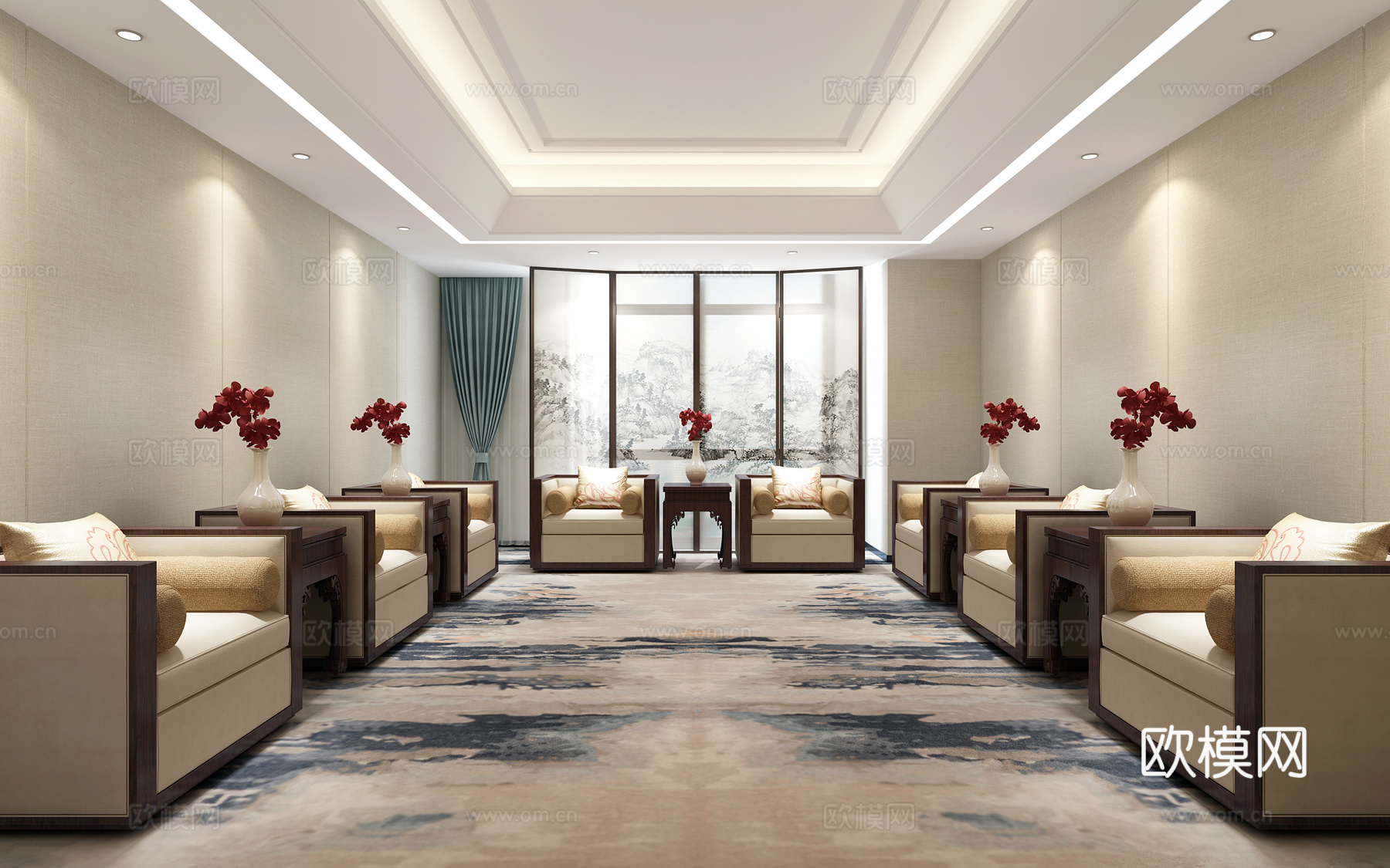 现代接待室 会客厅 商务会客厅 贵宾接待室 会议室3d模型下载