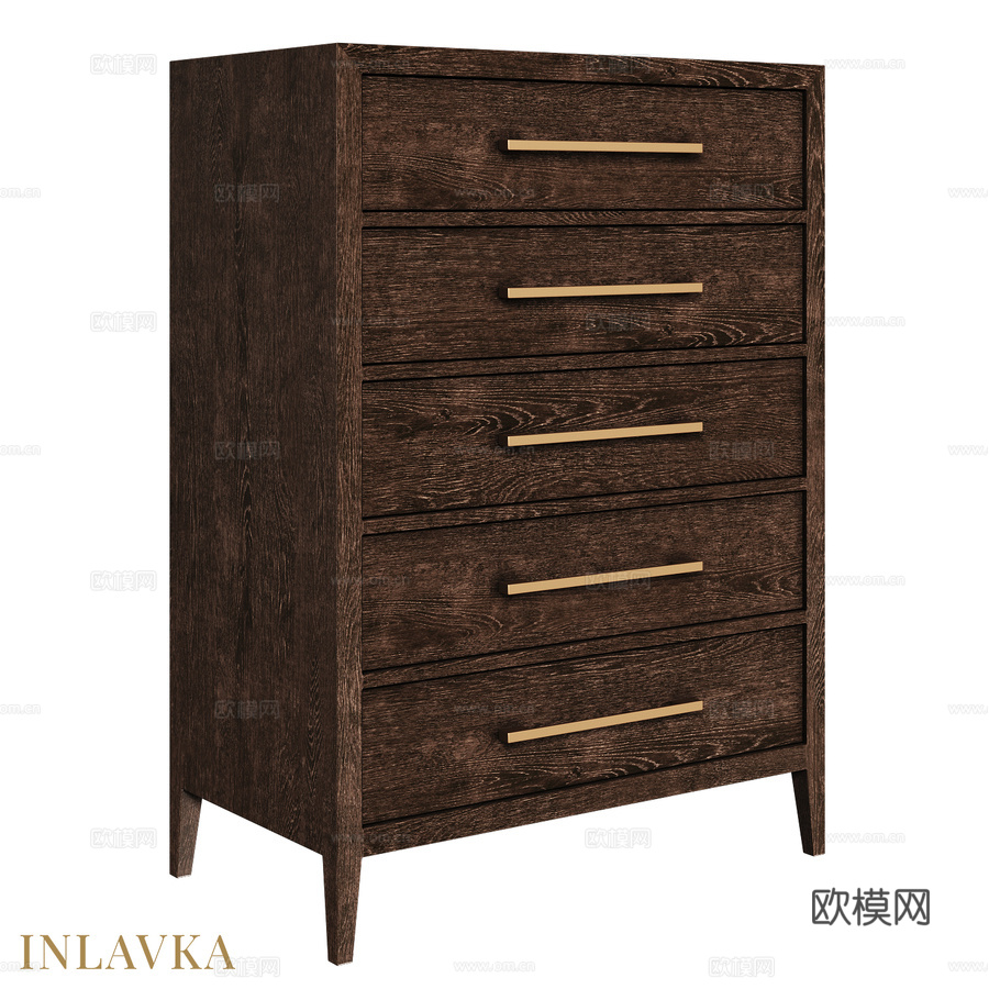 OM简约5抽窄型抽屉柜3d模型下载