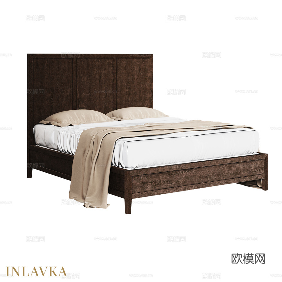 OM床180x200极简风格低脚板款3d模型下载