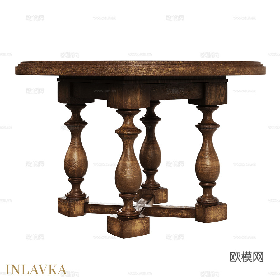 OM美式圆形餐桌3d模型下载