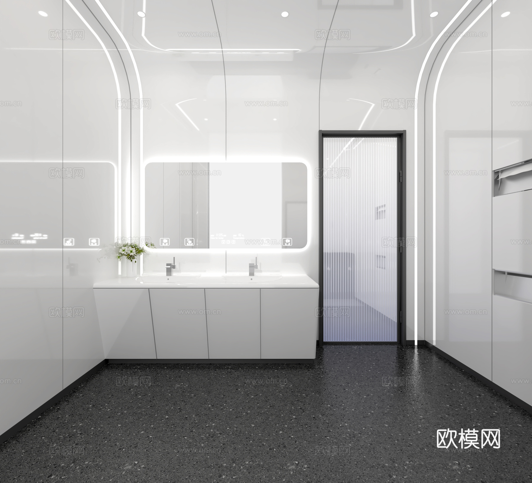 卫生间吸烟室3d模型下载（渲染图2）