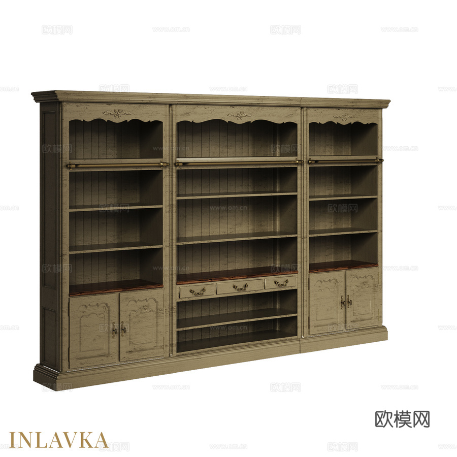 OM 经典风格书房3d模型下载