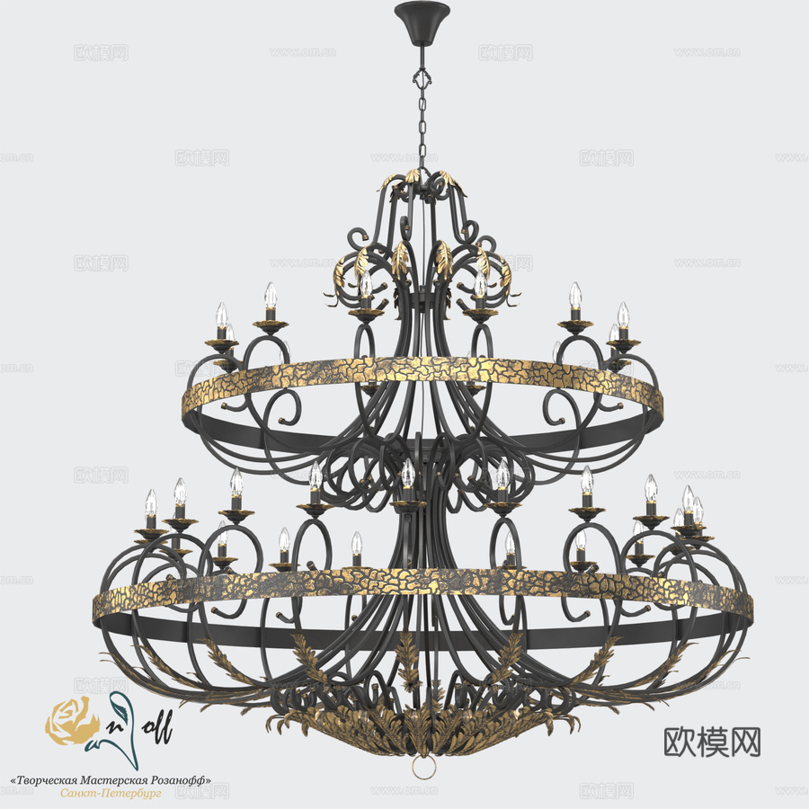 RS108 20+12枝吊灯3d模型下载