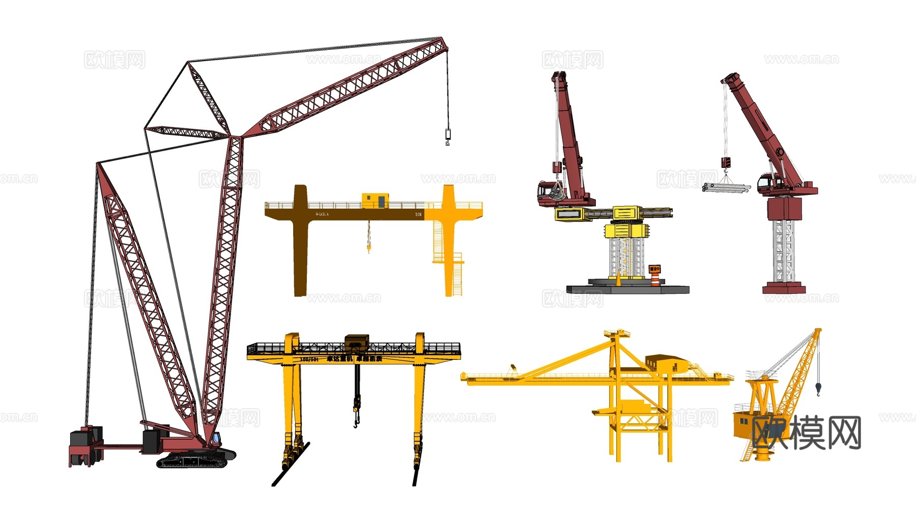 现代起重机 龙门吊 吊车 厂房行车su模型