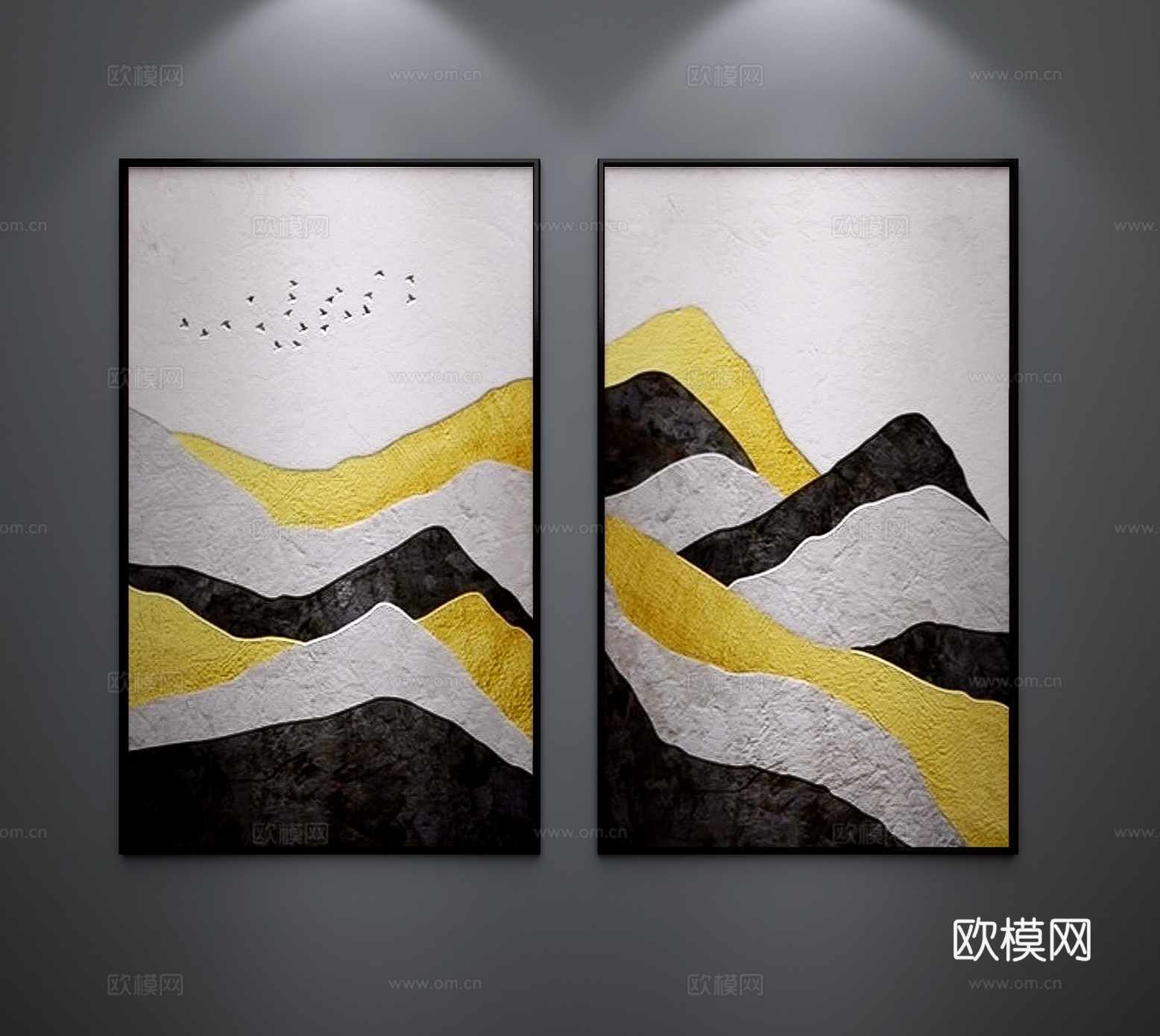 中式挂画 现代挂画 北欧挂画3d模型下载（渲染图2）