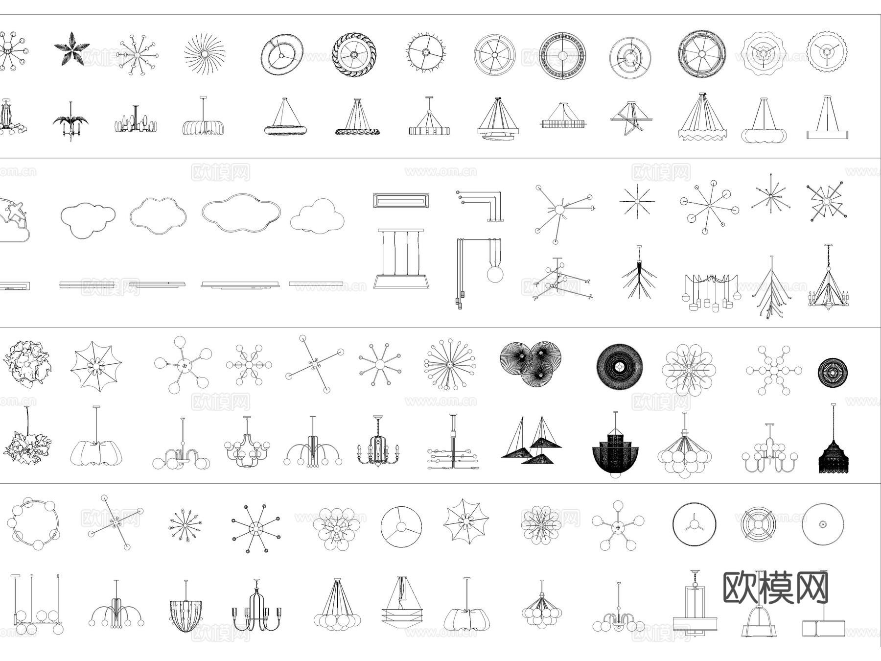 2026年最新吊灯CAD图库CAD艺术异形灯CAD水晶吊灯Ccad施工图