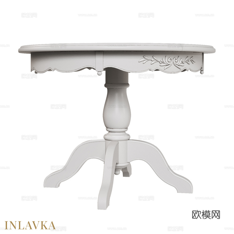 OM经典风格伸缩桌（直径105厘米）3d模型