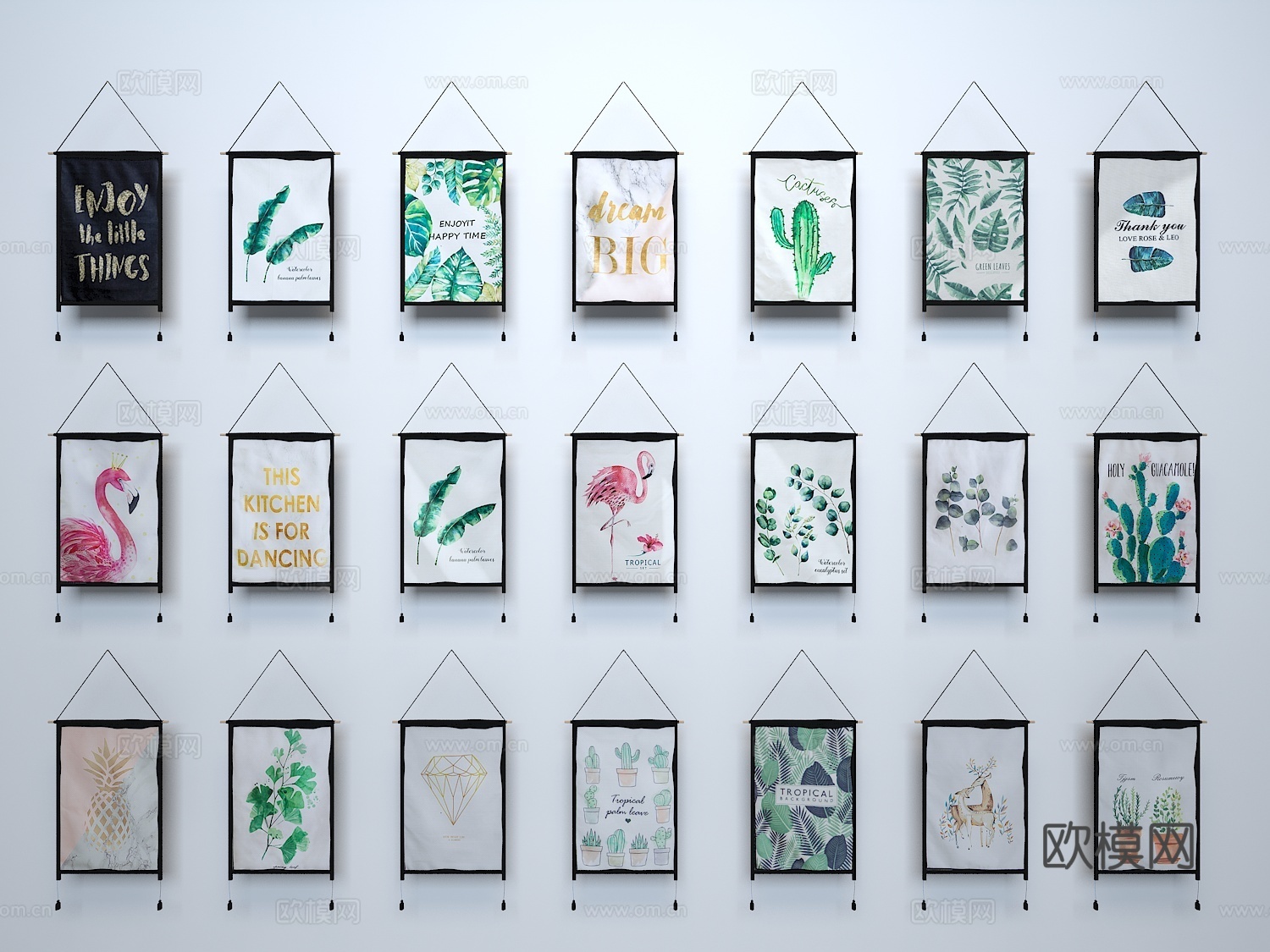 北欧风格挂毯挂布3d模型下载（渲染图1）