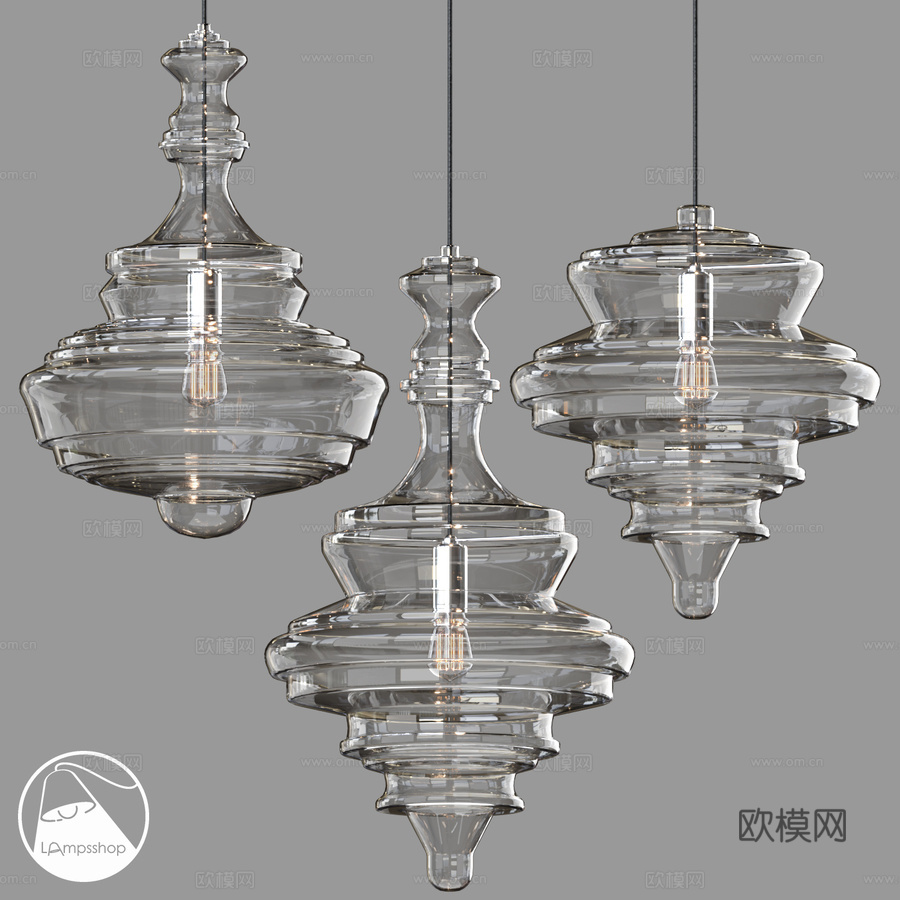LampsShop.ru PDL2231 悬挂式灯具 透明款3d模型下载