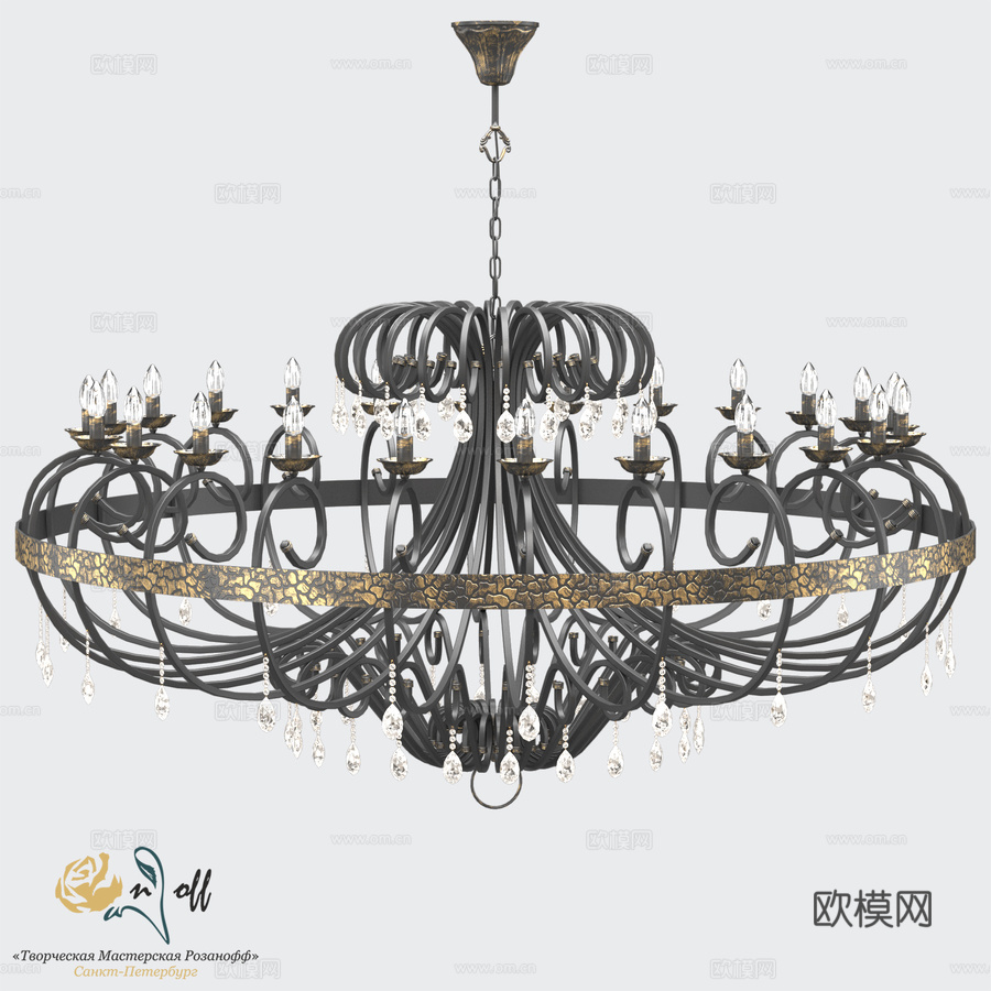 RS109 24 Zoe水晶锻造大型吊灯3d模型下载