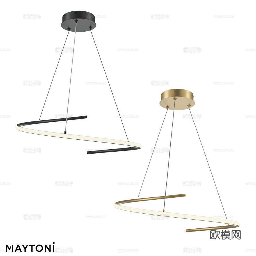 Curve吊灯 MOD242PL-L33BK; MOD2423d模型下载