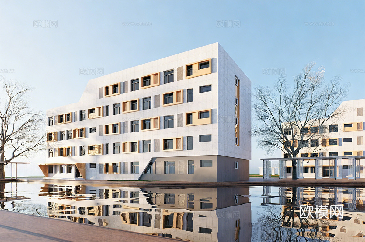 现代学校建筑  学校宿舍建筑su模型