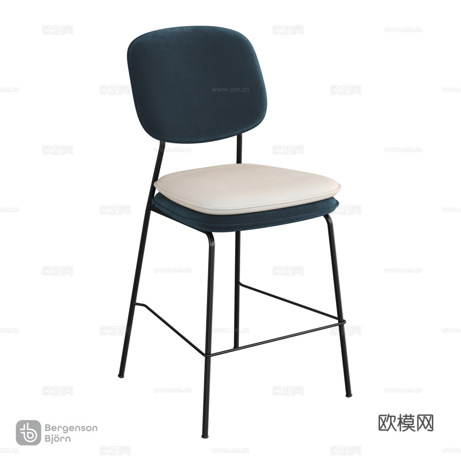 OM_半吧椅Pea，丝绒，Bergenson Bjorn3d模型下载