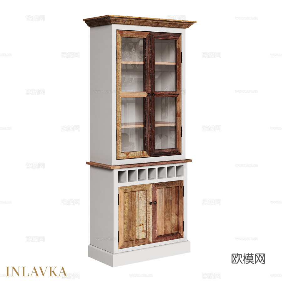 乡村风格带酒瓶隔层的OM餐边柜3d模型下载