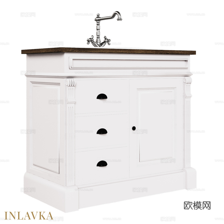 OM单门三抽浴室柜3d模型下载