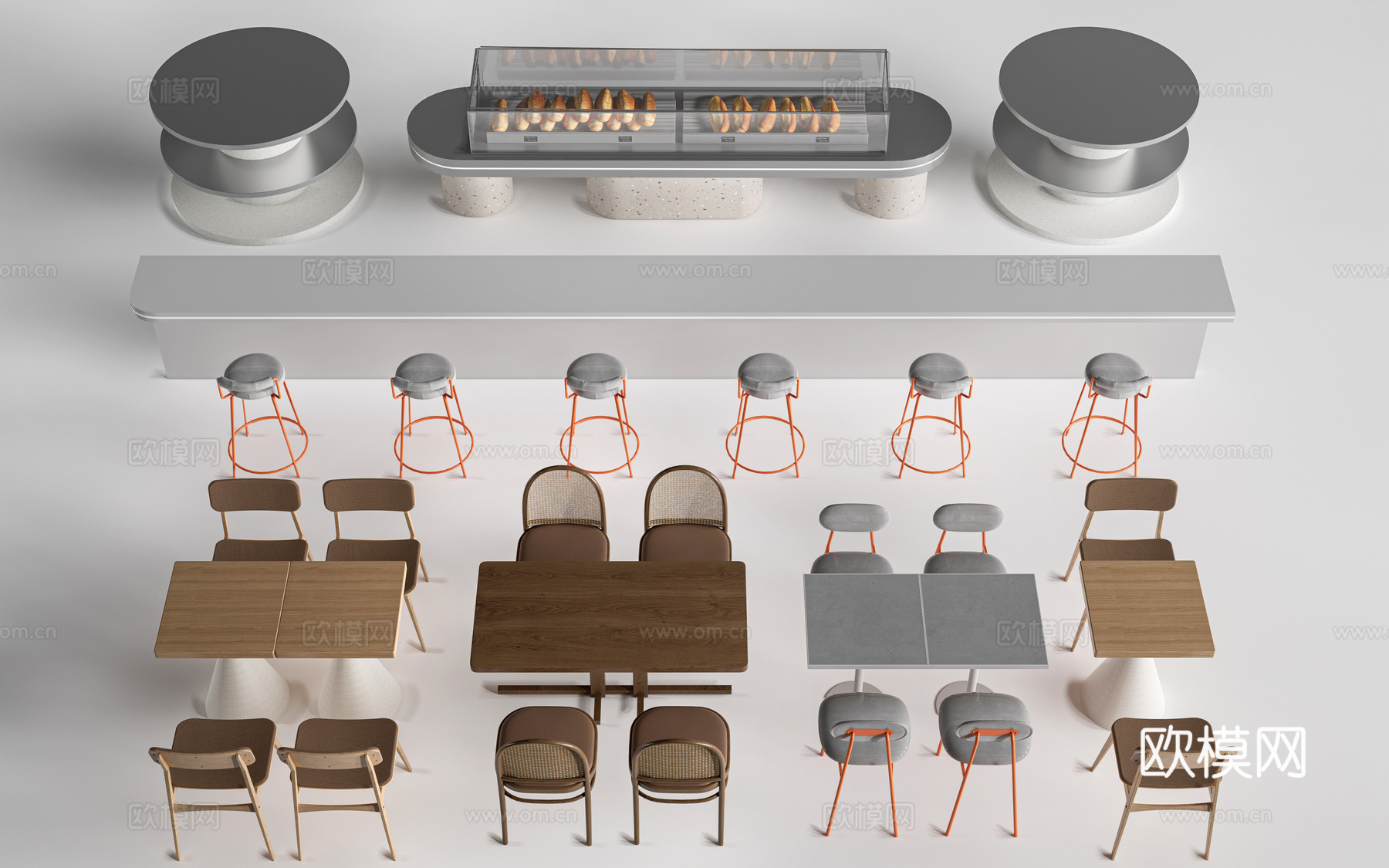 现代咖啡厅桌椅 餐饮桌椅 休闲桌椅 奶茶店桌椅su模型