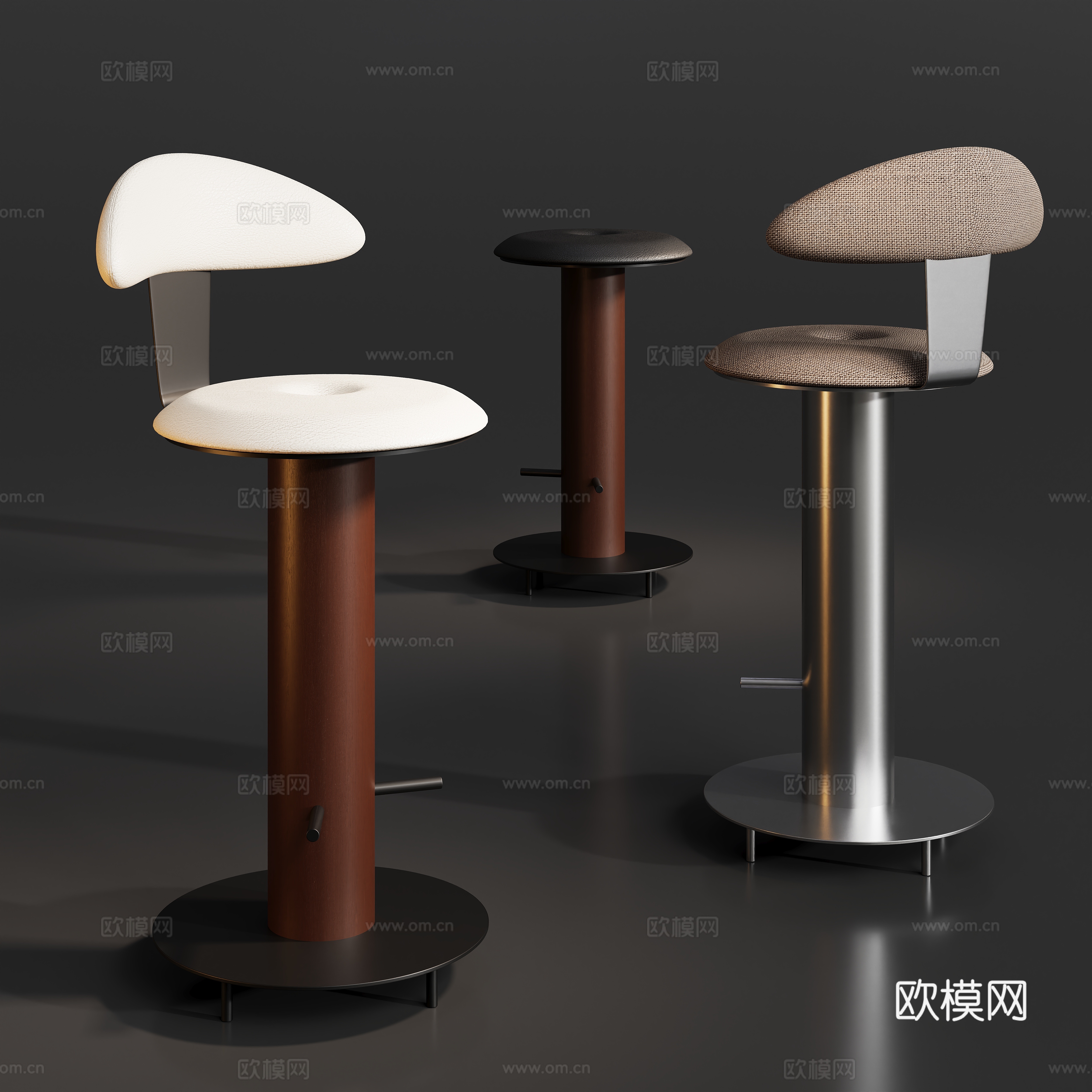 中古原木吧凳吧椅su模型